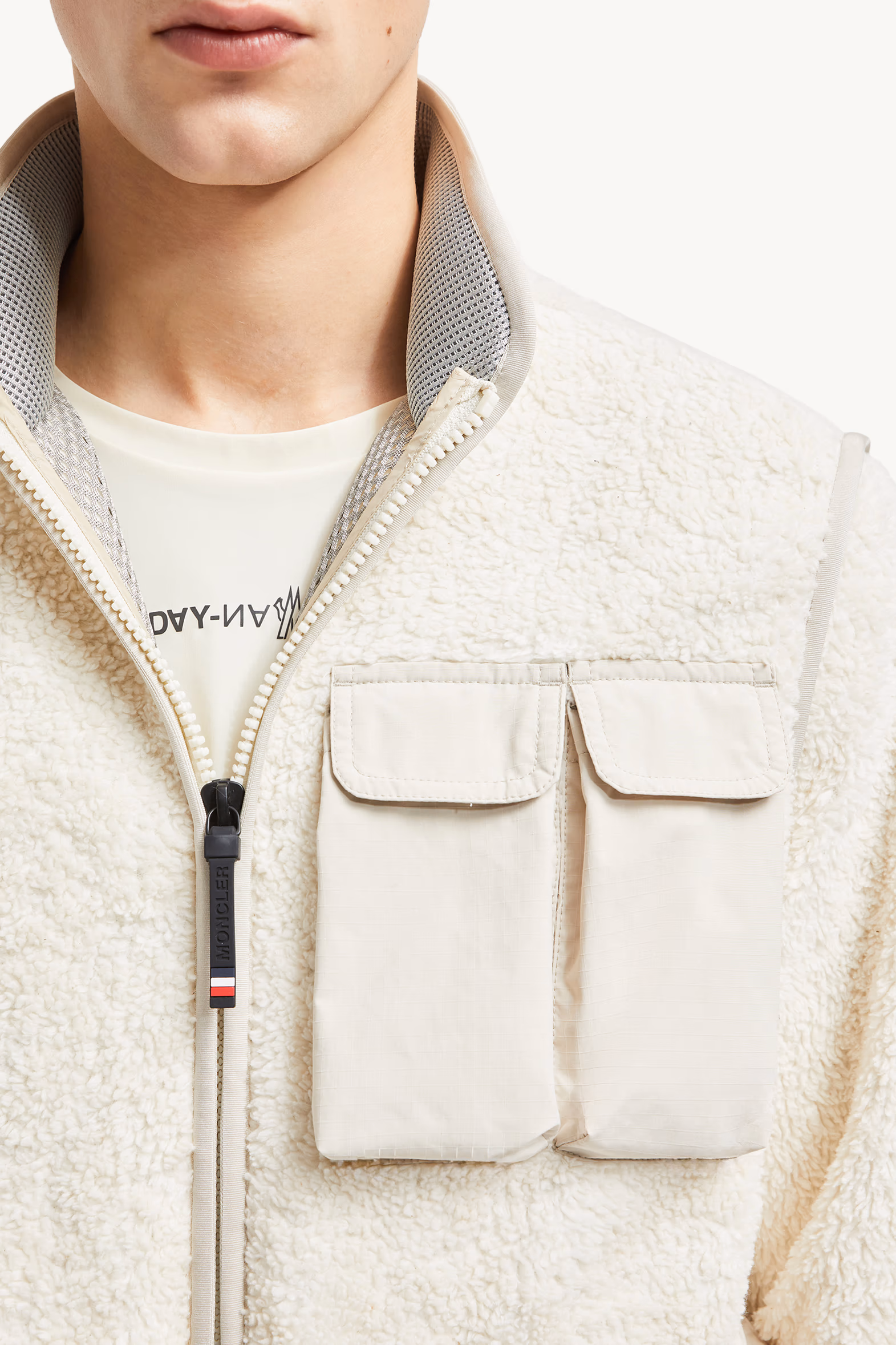 Sudadera acolchada efecto peluche con cremallera Hombre Blanco Moncler 7